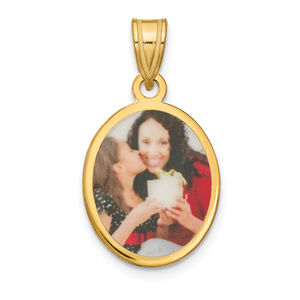 Sterling Silver/Gold-plated Small Oval Picture Jewelry Pendant